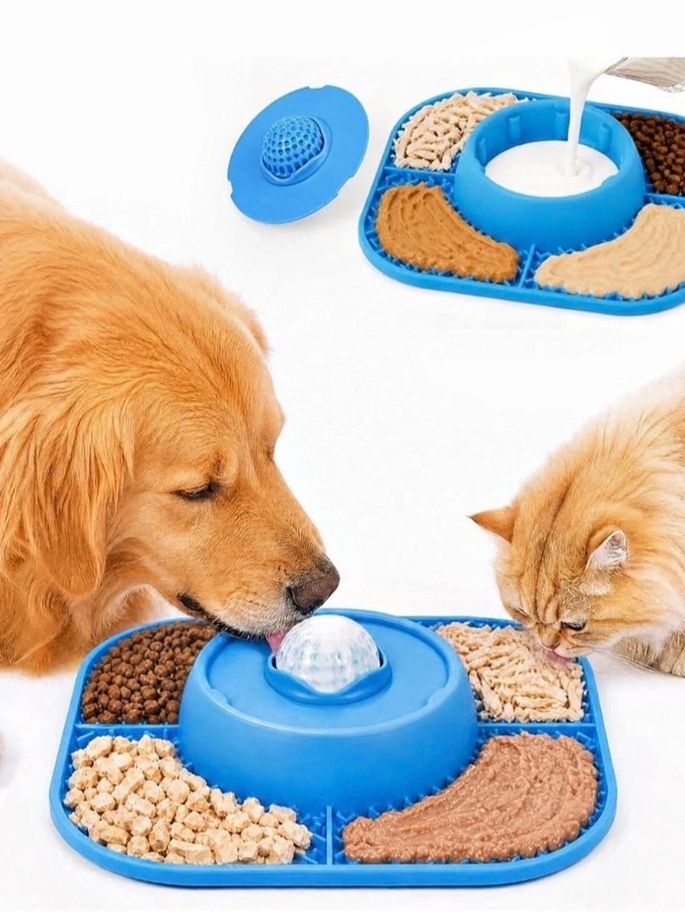 Slow Feeder Dog Bowls 3-in-1 & Lick Mat & Anti-Choking Rolling Ball